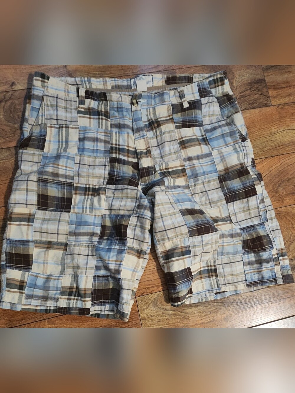 Andrew Fezza Patchwork Plaid Shorts , SIZE 38